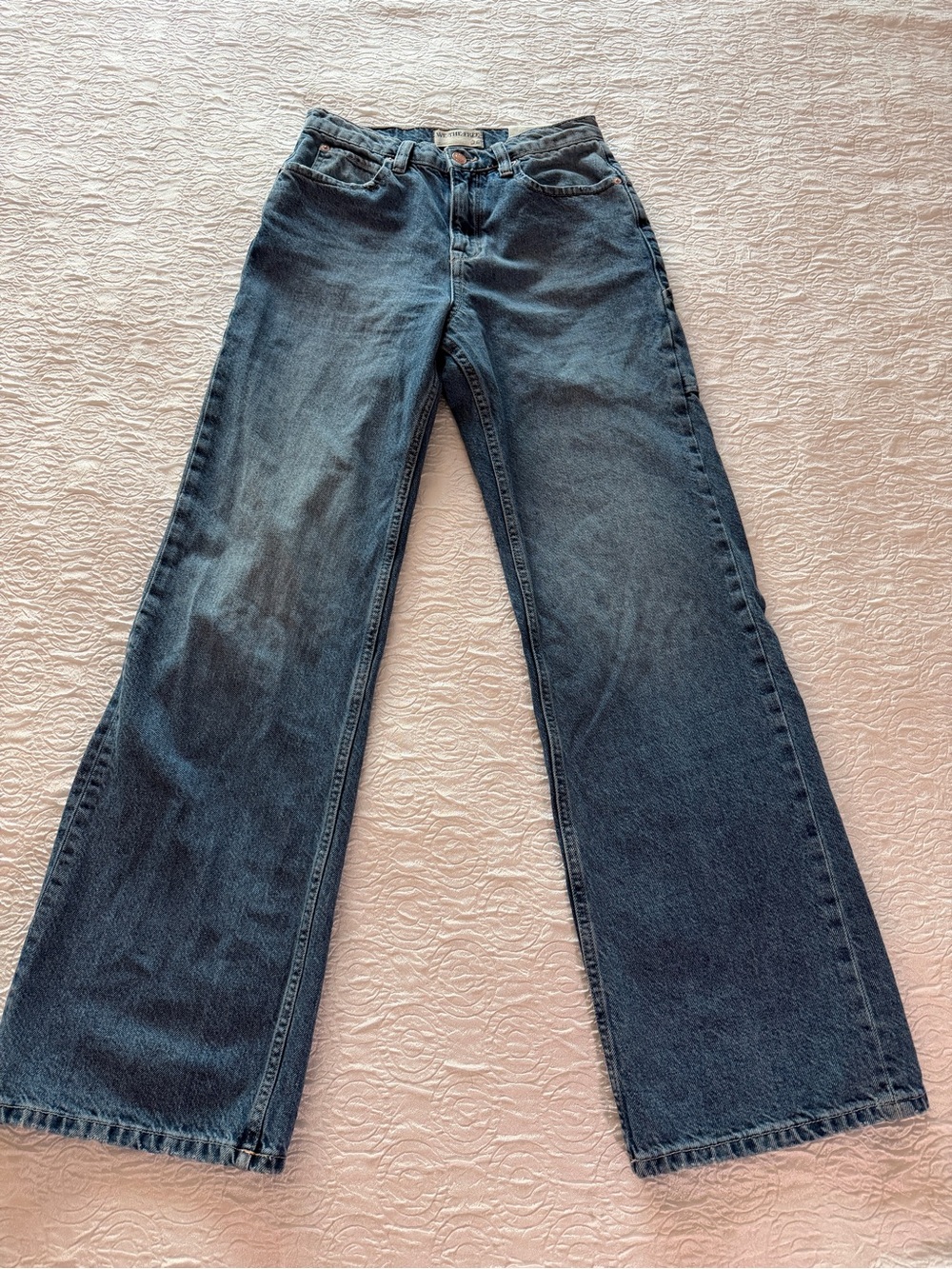 Blue Denim Tinsley Baggy High Rise Straight Wide Leg Jeans Size 26 100% Cotton